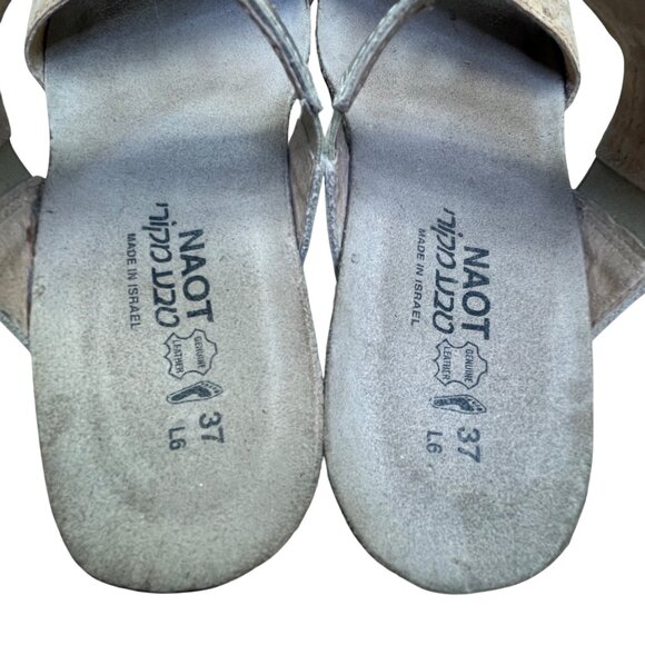 Naot Women’s Gold Metallic Leather Slip-On Comfort Cork Wedge Sandals Size 6 - Picture 6 of 8